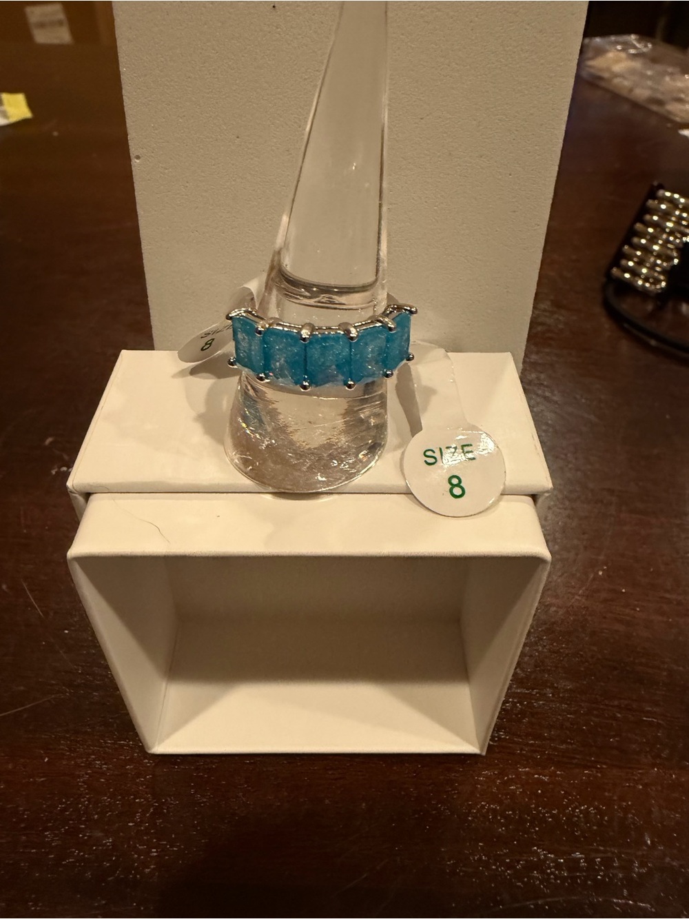 Blue Topaz Ice Crystal on Rhodium Size 8